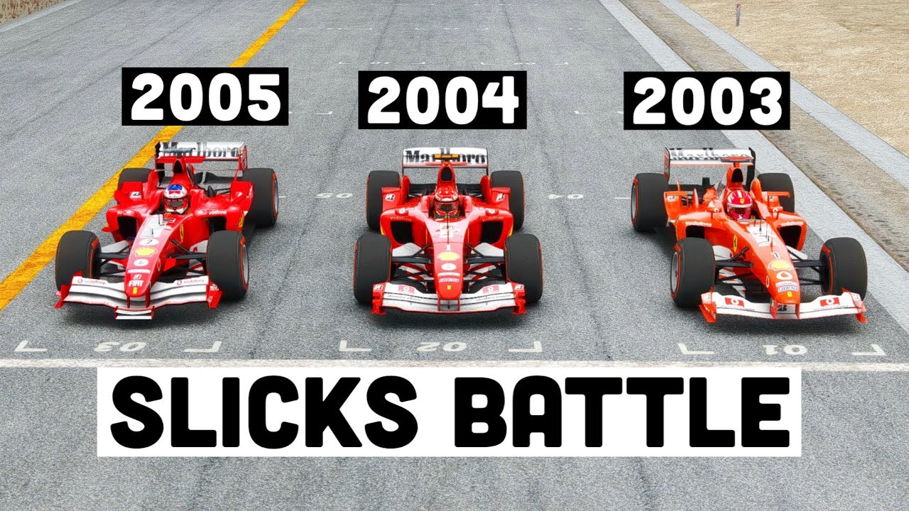 Ferrari F1 2004 SLICKS TYRES vs Ferrari F1 2005 SLICKS TYRES vs Ferrari F1 2003 SLICKS TYRES