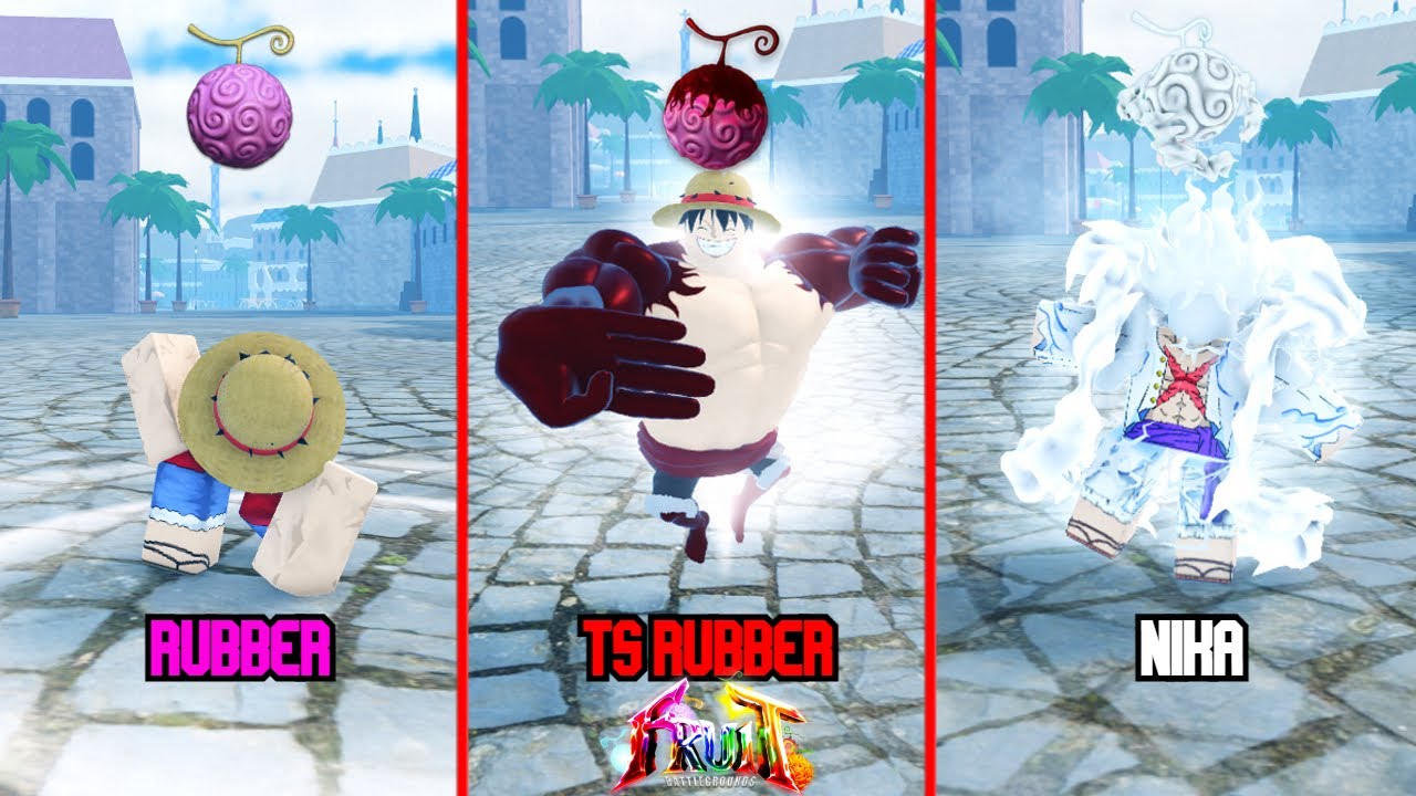 SHOWCASING ALL OF THE RUBBER FRUITS IN FRUIT BATTLEGROUNDS!
