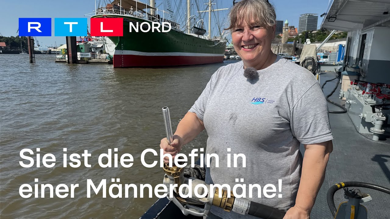 Tankstelle f&uuml;r dicke P&ouml;tte! Birgitt betankt die Schiffe im Hamburger Hafen