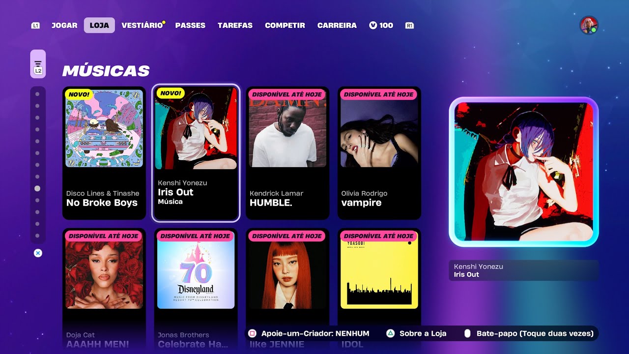 *NOVA MÚSICA IRIS OUT (CHAINSAW MAN), E ITENS DO PULP FICTION SAINDO!!* - LOJA FORTNITE - 09/01/2026