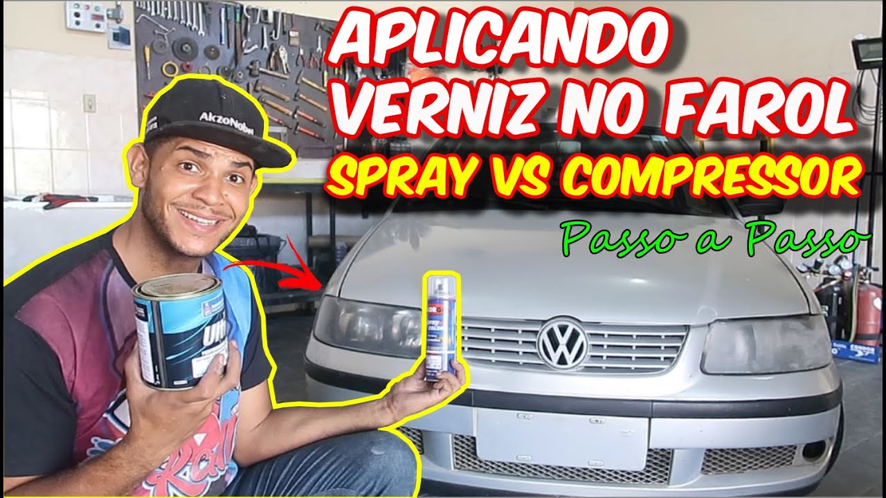 RECUPERANDO FAROL COM VERNIZ - SPRAY E COMPRESSOR PASSO A PASSO!!!!
