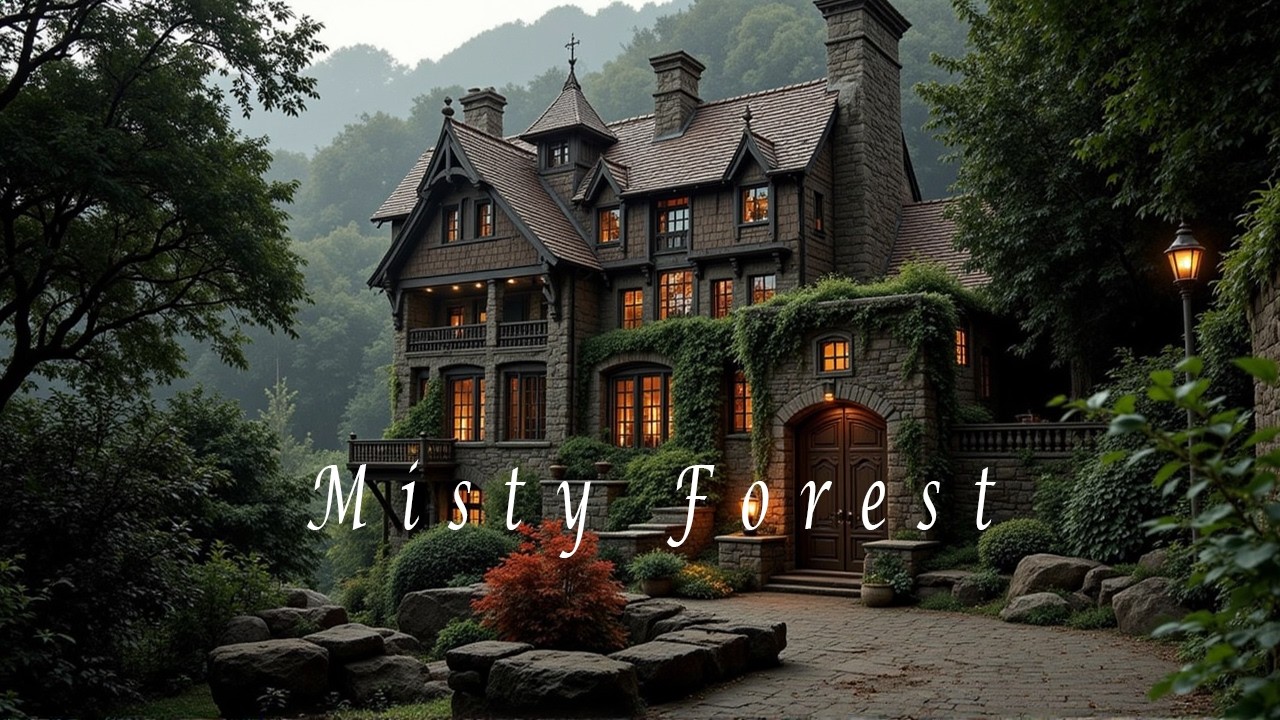 Misty Forest Stone Manor – Deep Healing Sleep Music – Cozy Evening Nature Ambience for Stress Relief