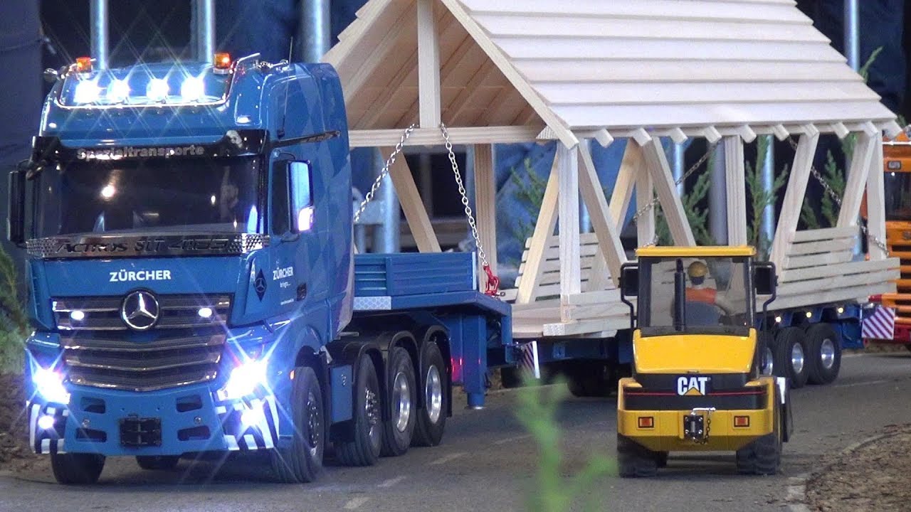 RC LKW Zürcher Holz Dach Transporter mit ausfahrbarem Anhänger Long Load