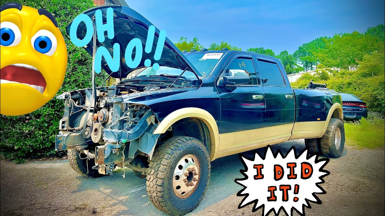 💥 Rebuilding A 6.7 Fire Damaged Ram 3500 Total Loss 😭 Salvage Burnt Cummins‼️
