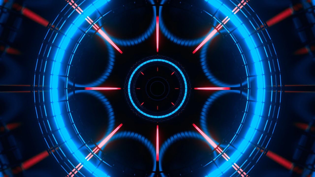 🎬 VisionKanal 4K &ndash; Футуристическая неоновая мандала в синих и красных тонах Петля без звука [2 часа]