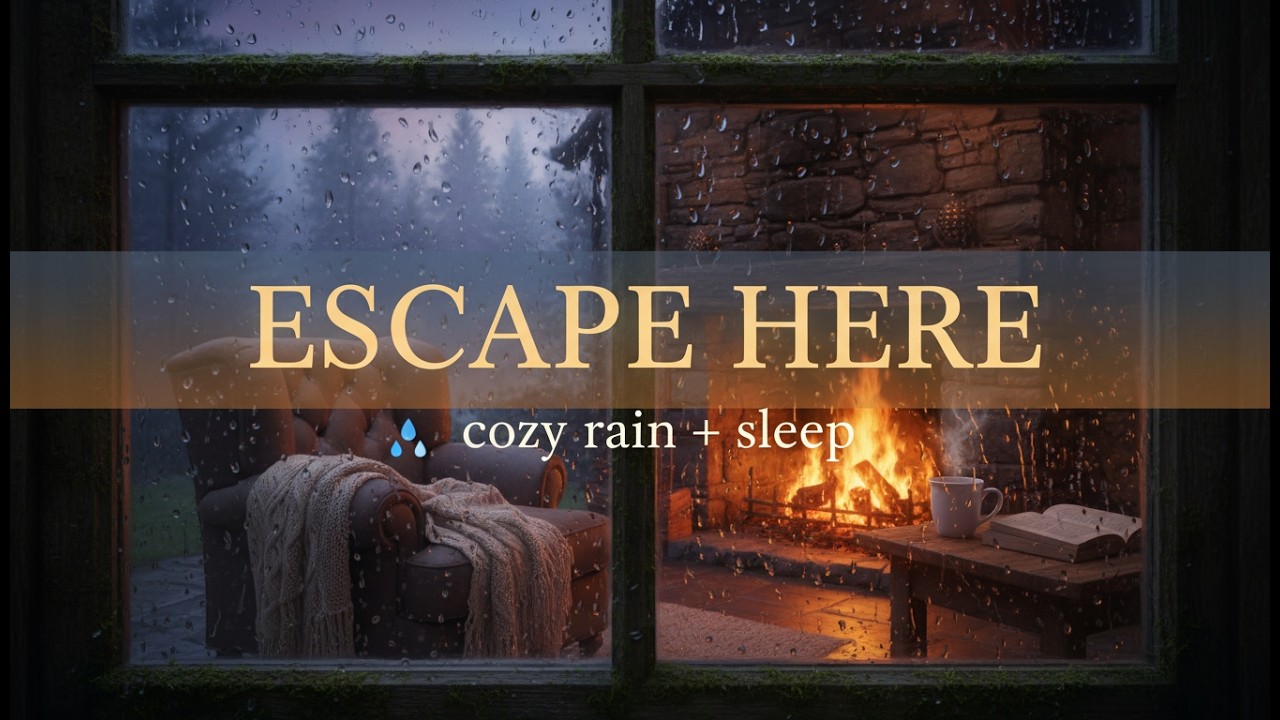 Escape to a Cozy Forest Cottage in the Rain | Deep Sleep Meditation with Rainstorm & Fireplace Sound