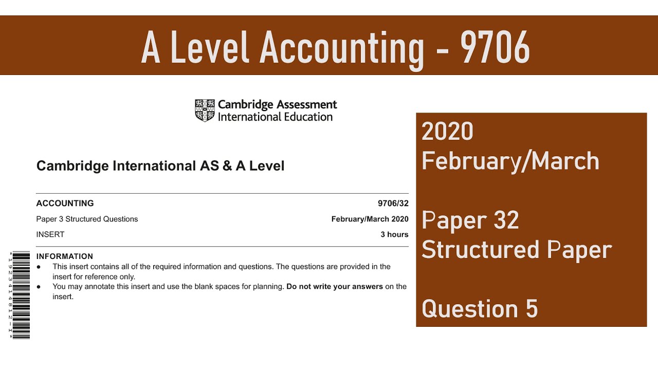 A Level Accounting February March 2020 Paper 32 9706/32 Question 5
