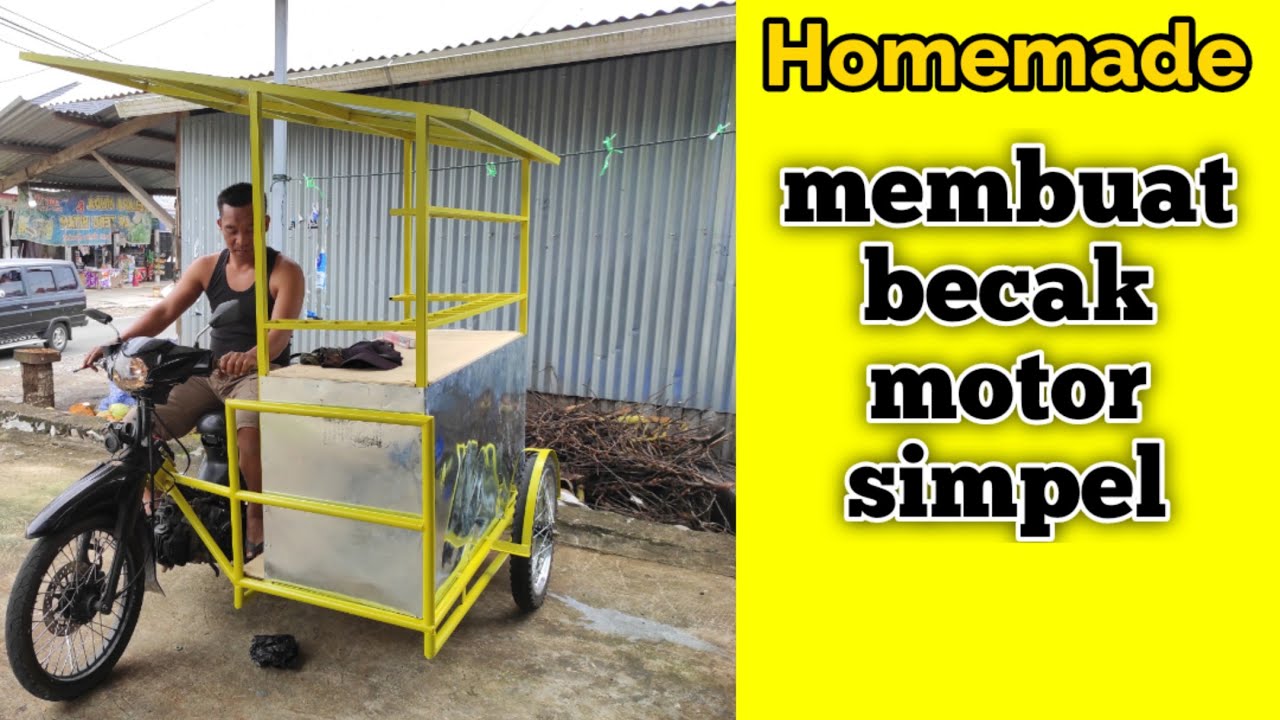 how to make a simple motorcycle rickshaw ||Cara membuat becak motor simpel ||homemade