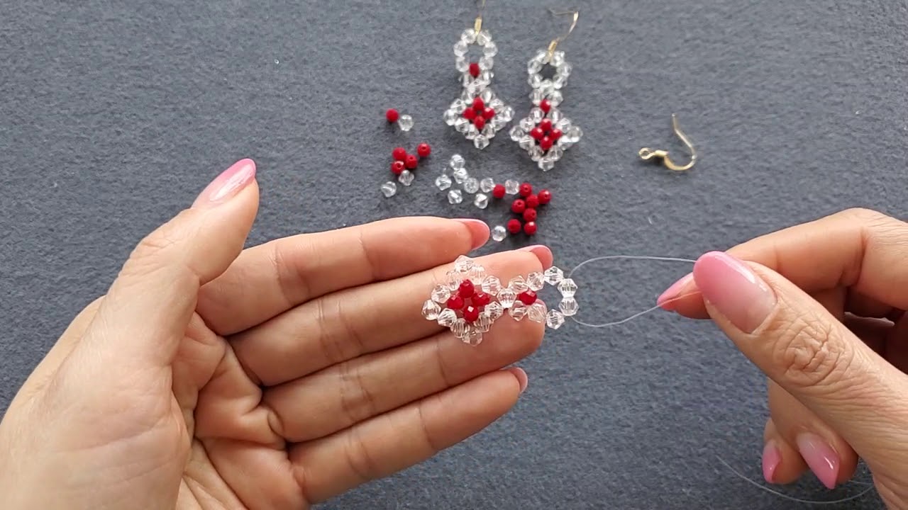 DIY手工制作 水晶耳环DIY串珠DIY