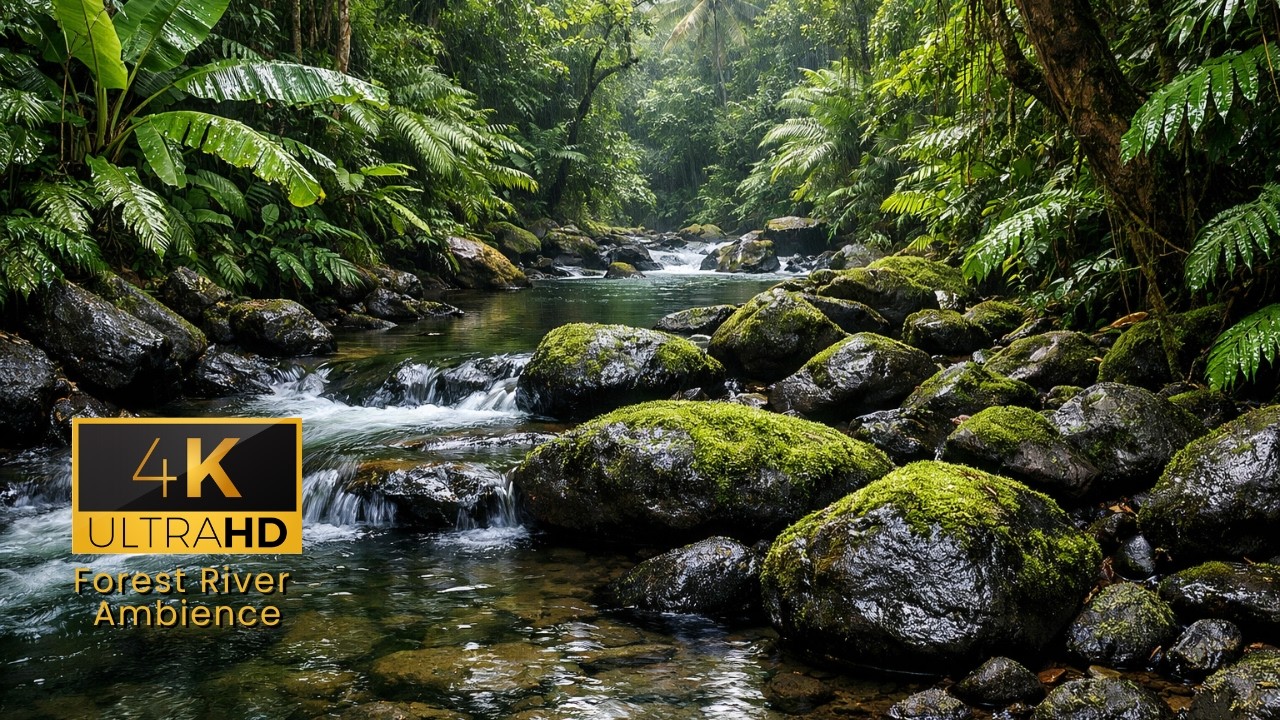 Tropical Rainforest River Sounds I 4K I 3 Hours of Pure Nature Ambience for Sleep, Relaxation