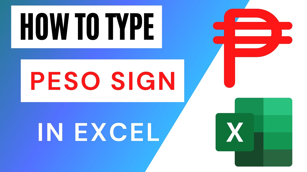 how to type peso sign in excel