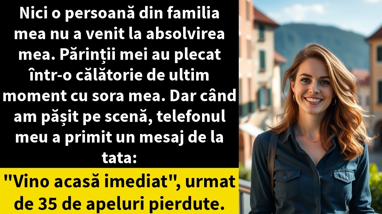 Nici o persoană din familia mea nu a venit la absolvirea mea. Părinții mei au plecat într-o