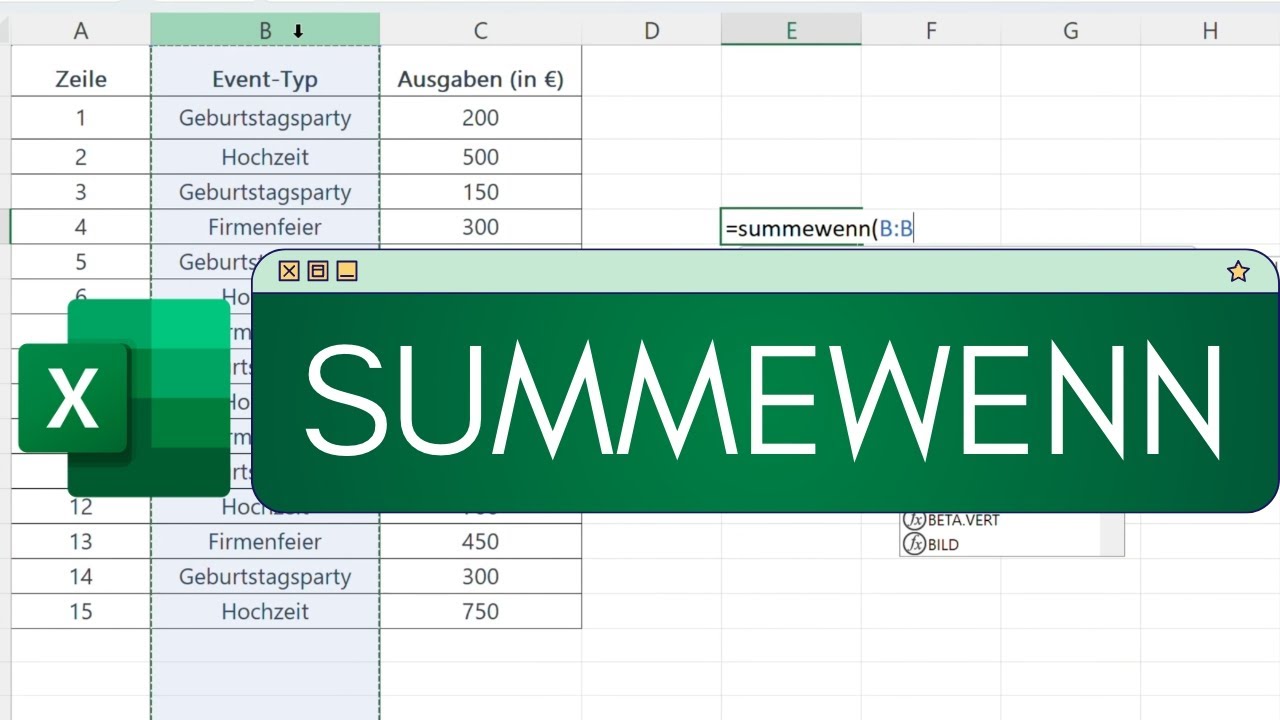 Excel SUMMEWENN: Einf&uuml;hrung, Anwendung und Tipps
