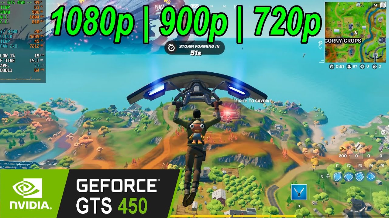 GTS 450 | Fortnite Performance mode - 1080p, 900p, 720p