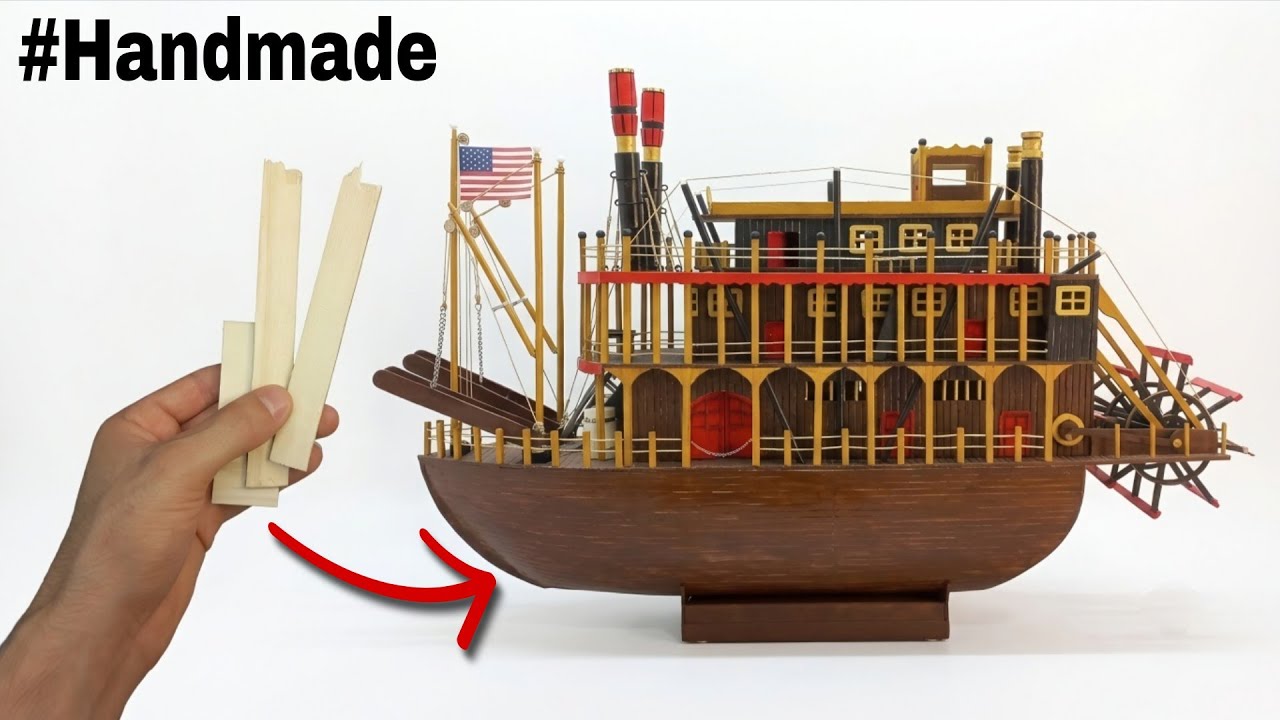 Handmade American Mississippi Steamboat Wooden Model Built in 50 Days {Woodilab}