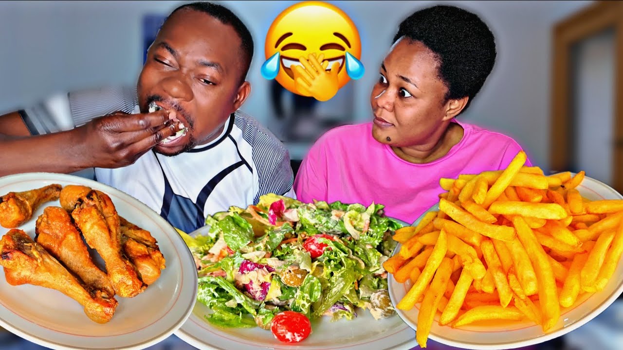 Pick The Number and Eat Mukbang Challenge, fries with chicken salad Mukbang