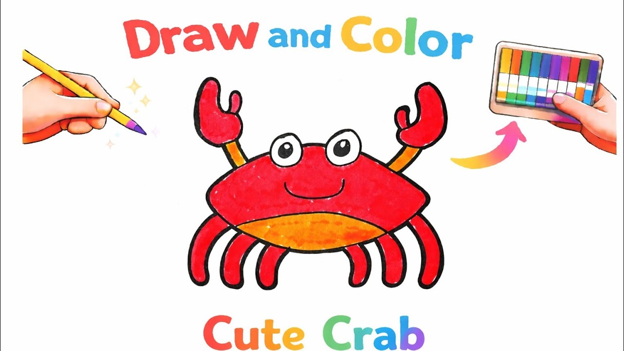 How To Draw A Crab | Step By Step with Colour | Drawing a Crab