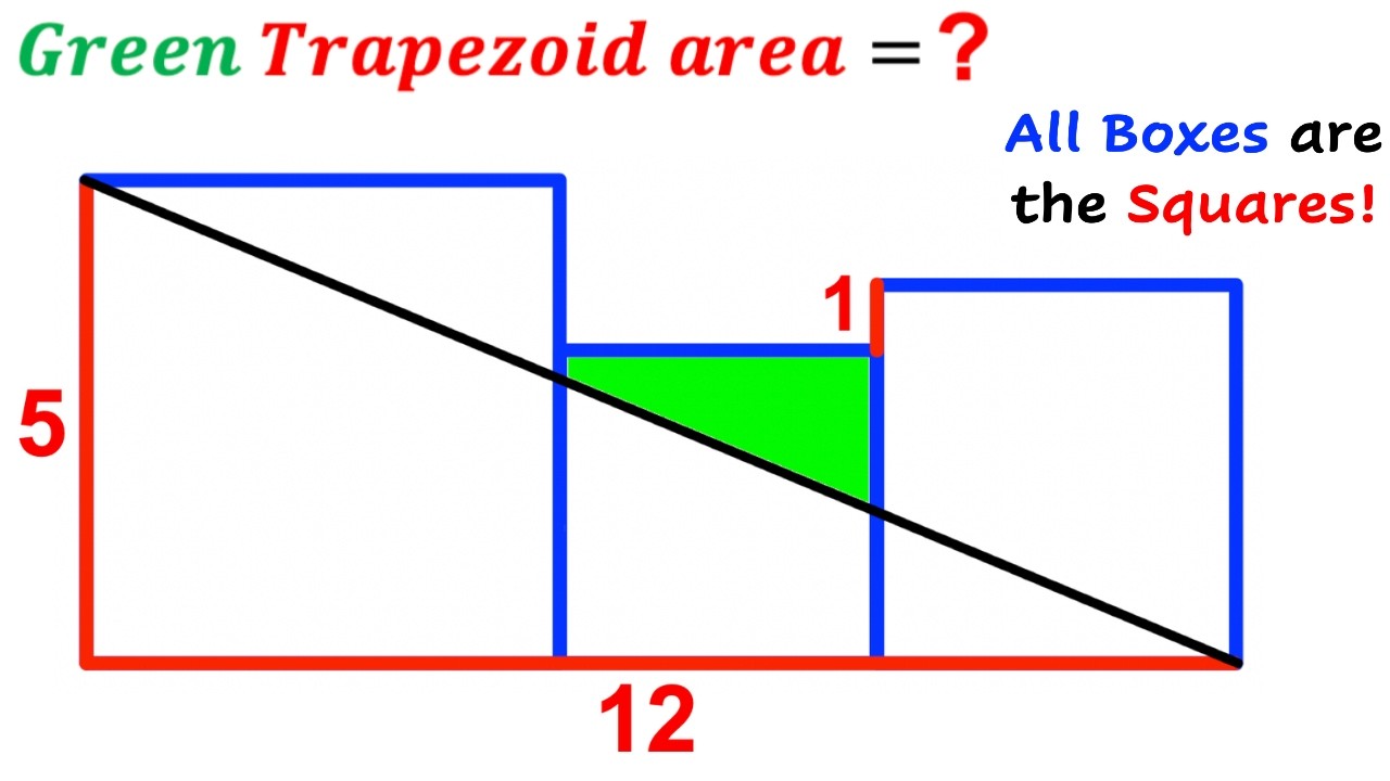 Can you find area of the Green shaded Trapezoid? | (Squares) | #math #maths | #geometry