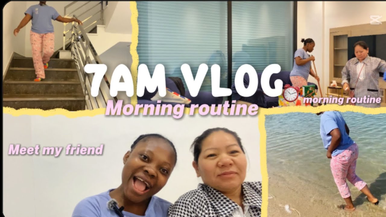 7:am morning routine|cleaning, going to the beach, meet my friend+more|kadama life in Kuwait 