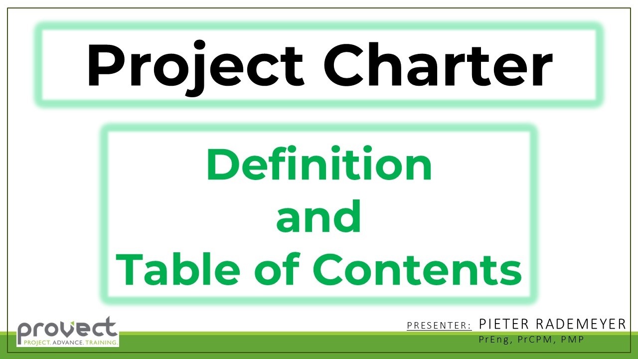 Project Charter - Definition and Table of Contents