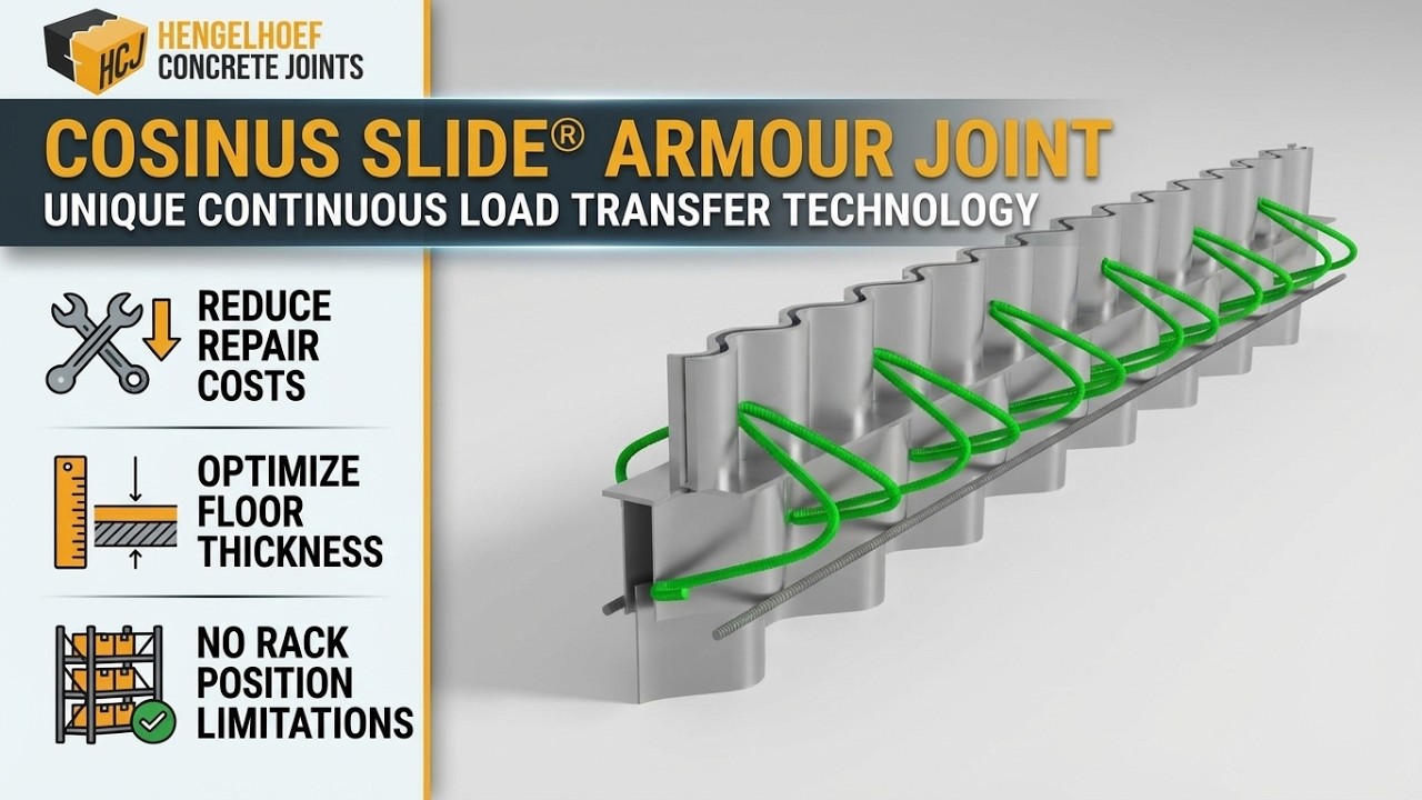 Cosinus Slide® Joint - unique continuous load transfer technology for concrete industrial floor!