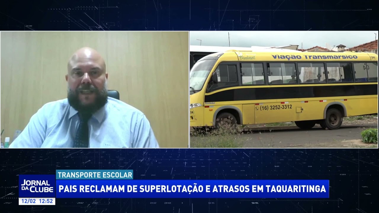 Transporte escolar: pais reclamam de superlotação em Taquaritinga + LINK- Jornal da Clube (12/02/26)