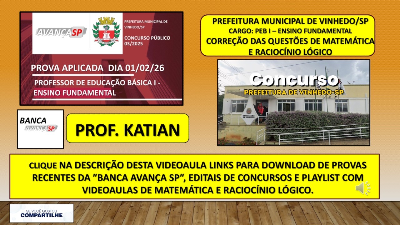 PEB I - Professor Ensino Fundamental - Prefeitura Municipal de Vinhedo/SP - Banca Avança SP