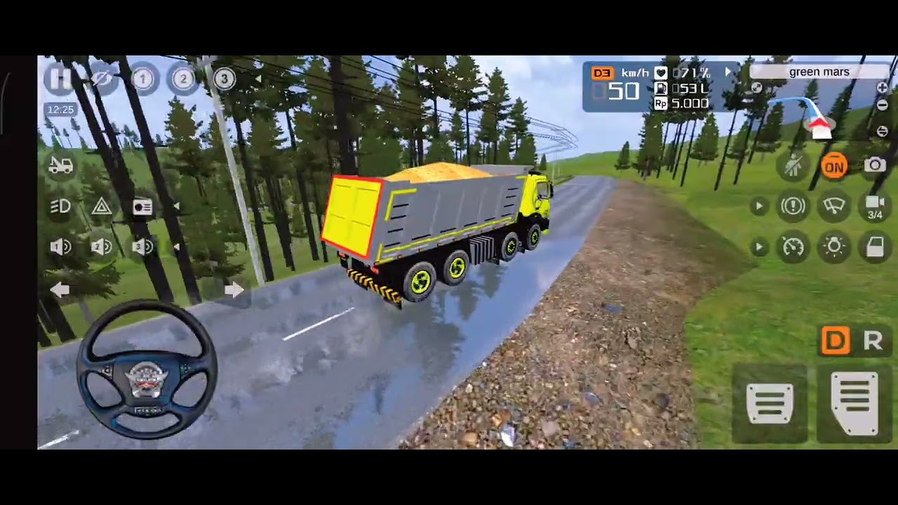 Heavy Material Loaded Truck off road driving gameplay Bus simulator Indonesia Game