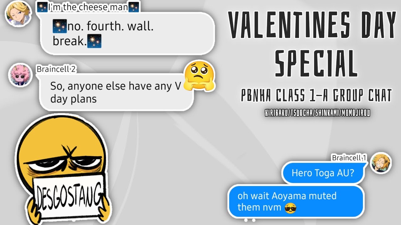 Valentines Day! || V-Day special || KiriBaku/ShinKami/TsuOcha/Momojirou || BNHA Class 1-A group chat