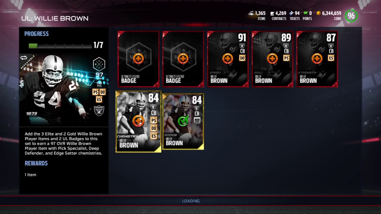 MUT 17 Ultimate Legend Willie Brown Set Collection