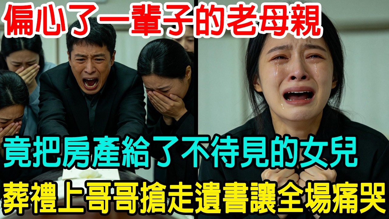 偏心了一輩子的老母親，臨終前把房產全給了不待見的女兒。葬禮上，哥哥搶走的一封遺書讓全場痛哭…#情感故事 #情感共鸣 #心靈暖流 #感人壹幕 #感人故事