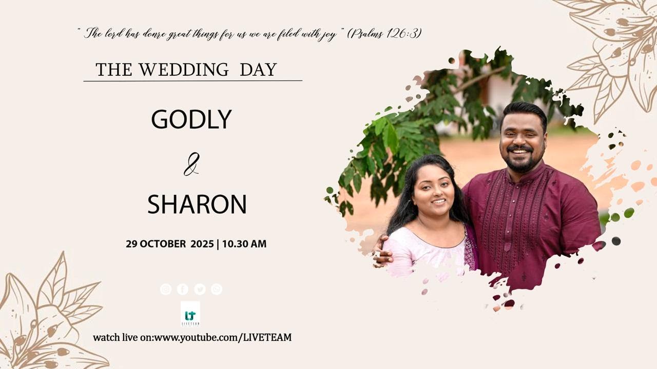 GODLY + SHARON WEDDING LIVE WEBACST | 29-10-2025 | 10:30 AM | LT WEDDING FILMS