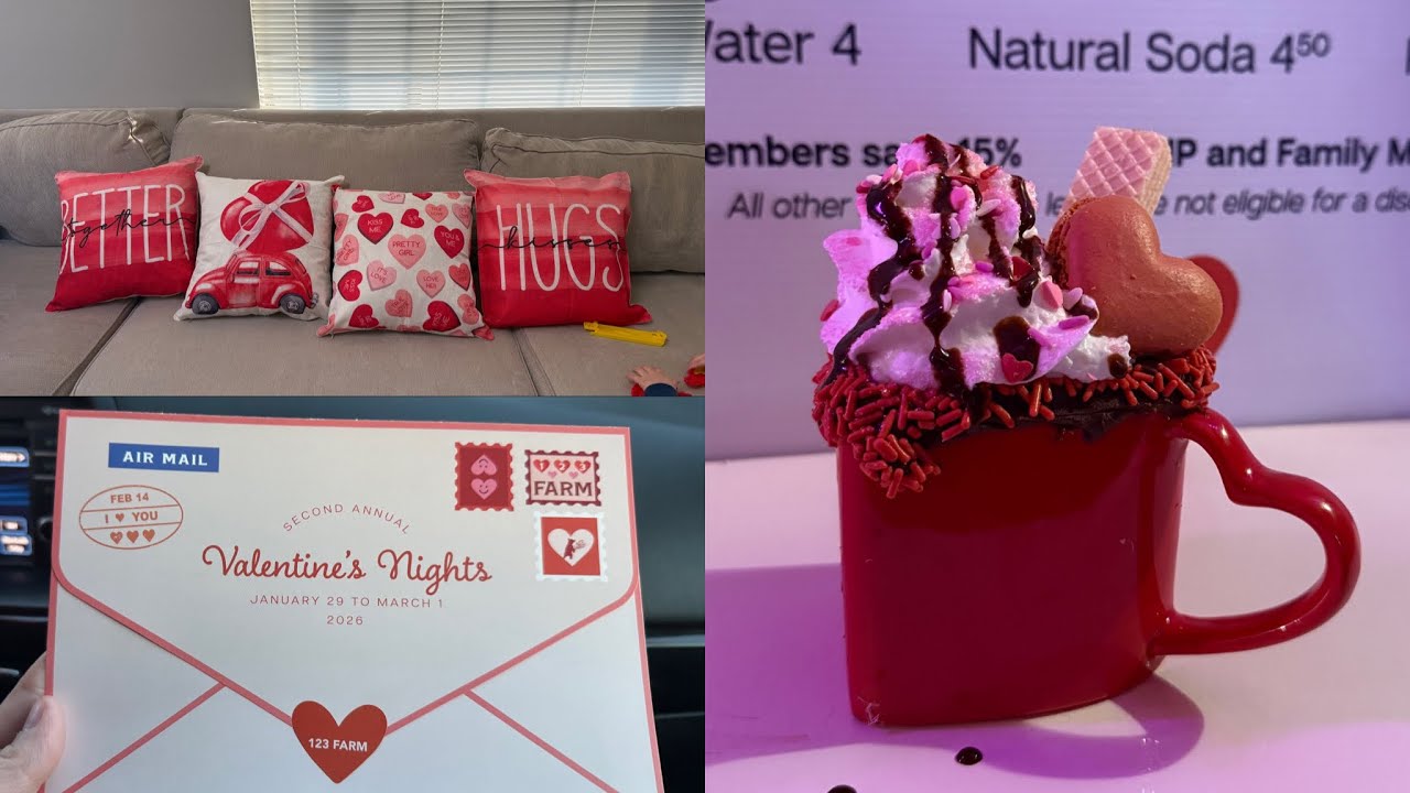 Visiting the 123 Farm, decorating for Valentine and yummy food 🤤