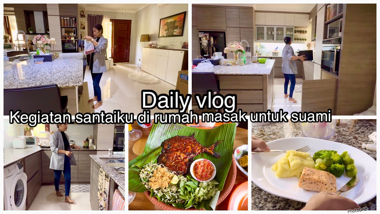 Daily vlog, Kegiatan Ibu Rumah Tangga Di Rumah Minimalis Masak Ikan Salmon, Lanjut Makan Ikan Bakar