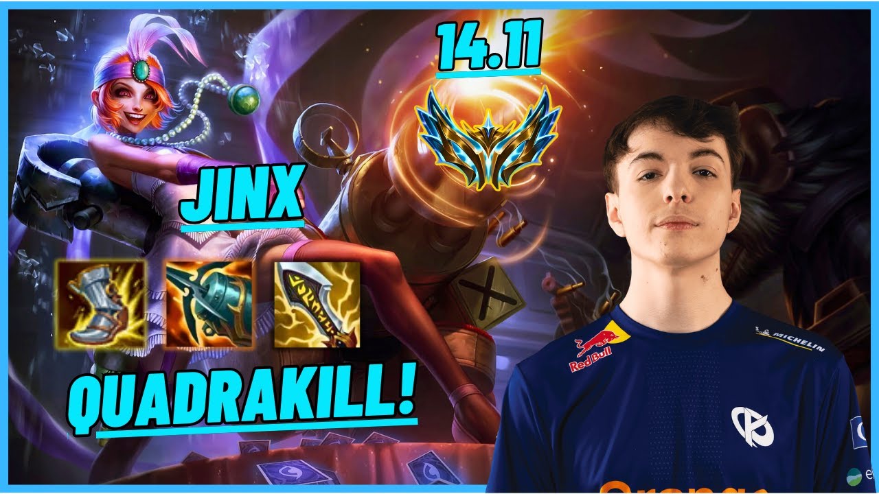 KCB CALISTE: JINX VS SLY TAKESET: SMOLDER (ADC) QUADRAKILL, DOMINATION - EUW CHALLENGER -PATCH 14.11