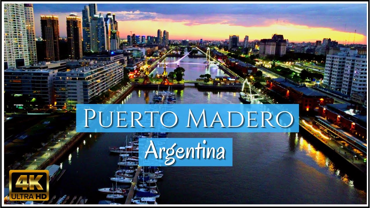 [4K]  Puerto Madero by Drone  - Buenos Aires - Argentina - Puerto Madero en La Noche