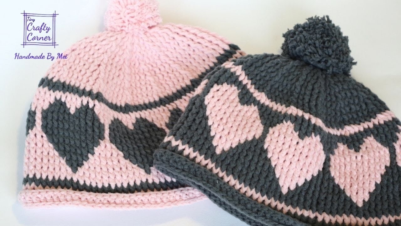 How To Crochet Heart Pattern Beanie (For Beginners)