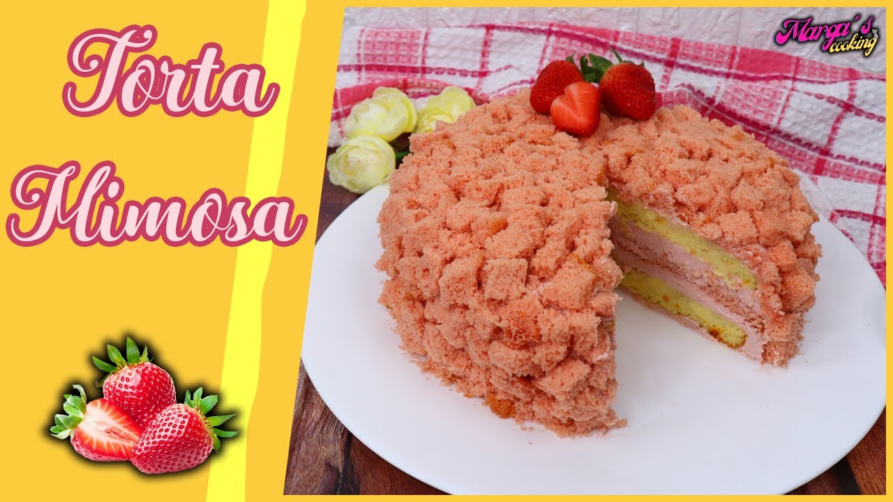 Torta mimosa rosa alle fragole🌸