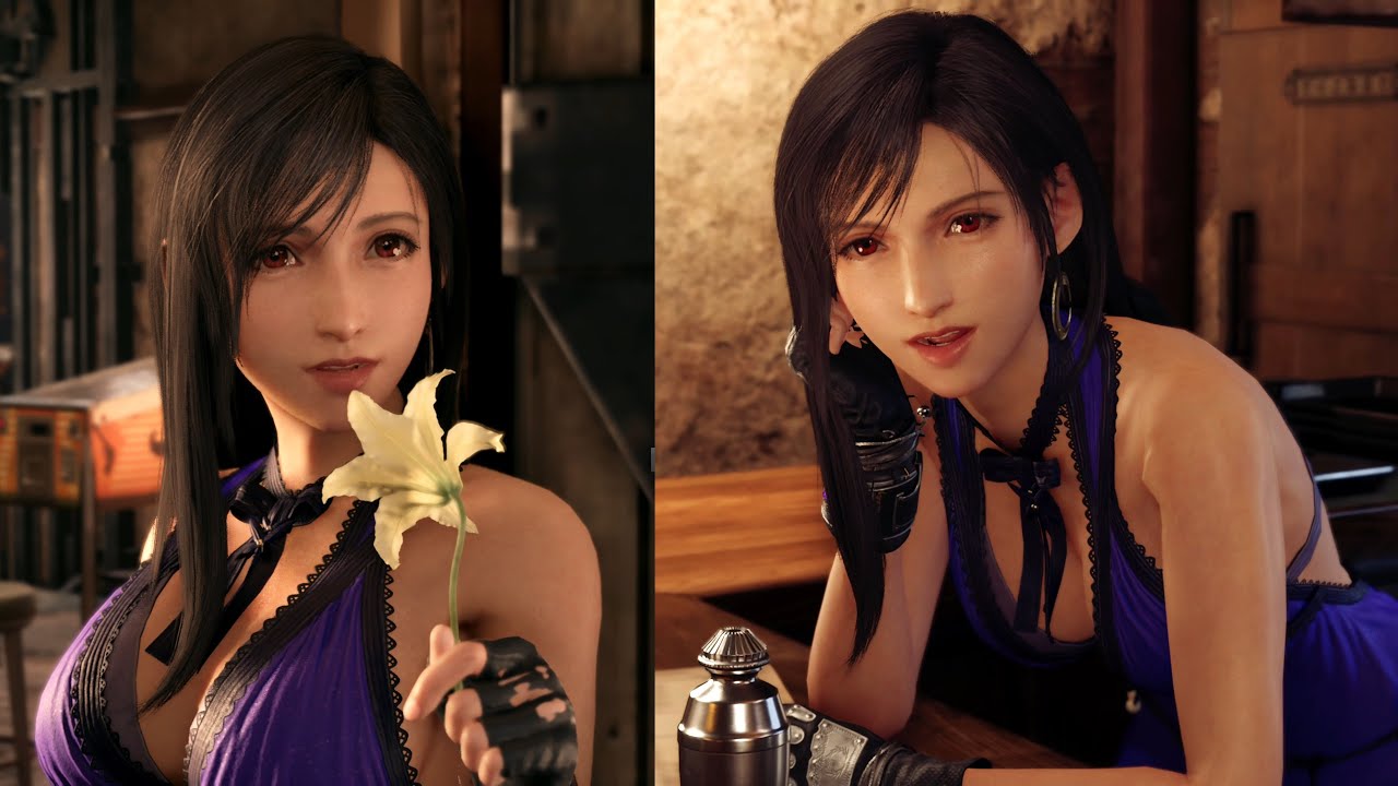 [FF7R] Chapter 3 cutscenes with Tifa in her blue (mature) dress [JP Voices, no subs, 4k]