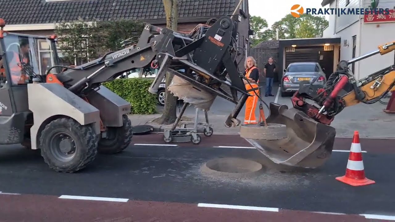 Putkop aanbrengen na asfalt onderhoud