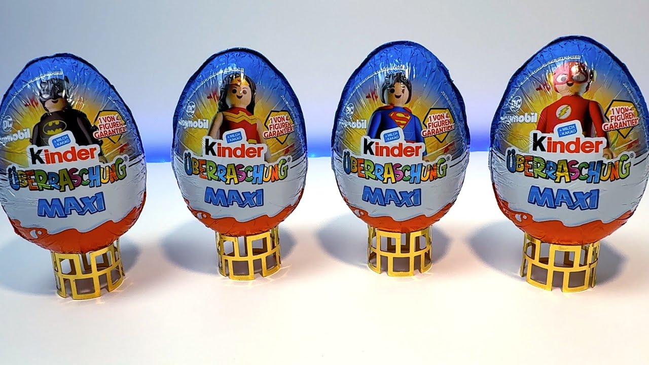 MAXI Kinder Suprise Eggs Unboxing! Playmobil #dc #chocolateggs No talking ASMR Unboxing