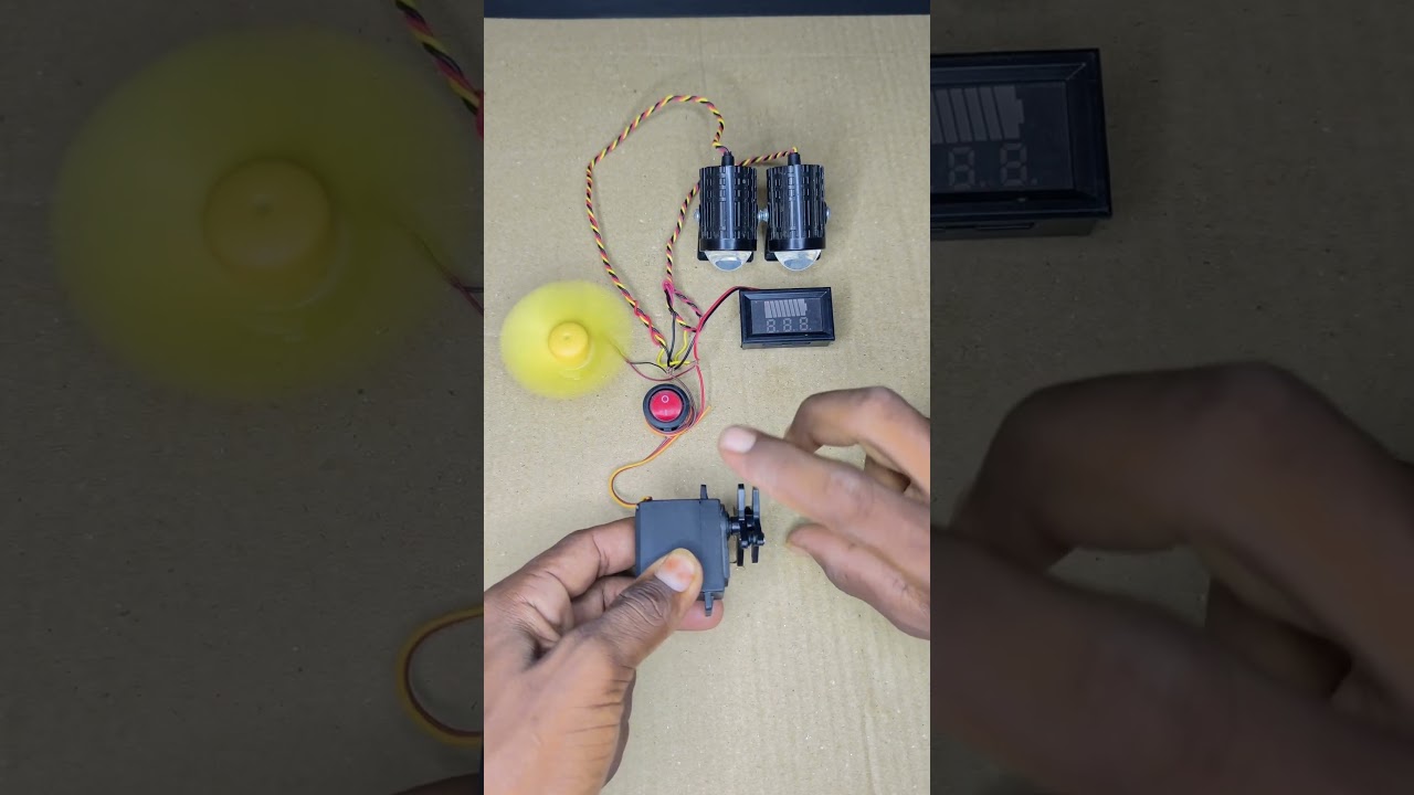 Two Bike Bulb Light or 6v Fan & Voltmeter Powering Using From Metal Servo Genrator &bull; Dc Motor
