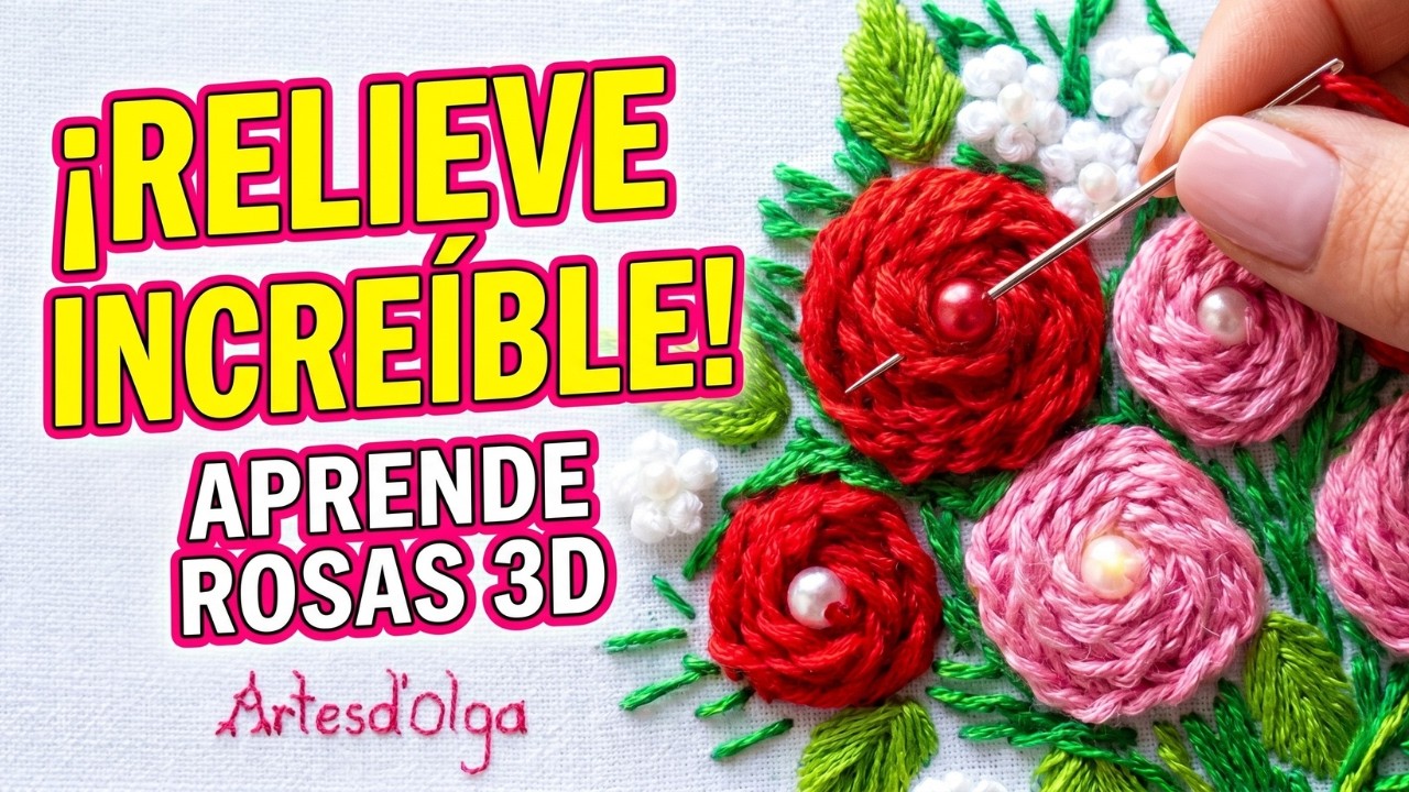 Hand Embroidery: Stem Stitch Rose Bouquet | Bordados a Mano: Bouquet de Rosas en Punto Tallo
