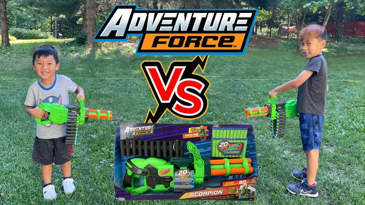Arlo and Jordy let it loose on the new Scorpion Rotating Barrel Auto Gatling Dart Blaster