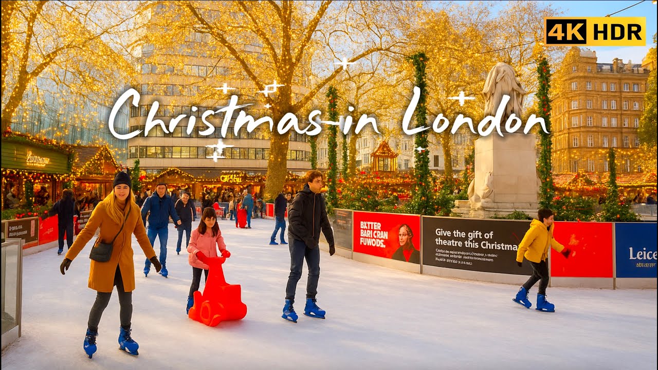 Christmas Day Out in London: Covent Garden, Leicester Square & Notting Hill 4K