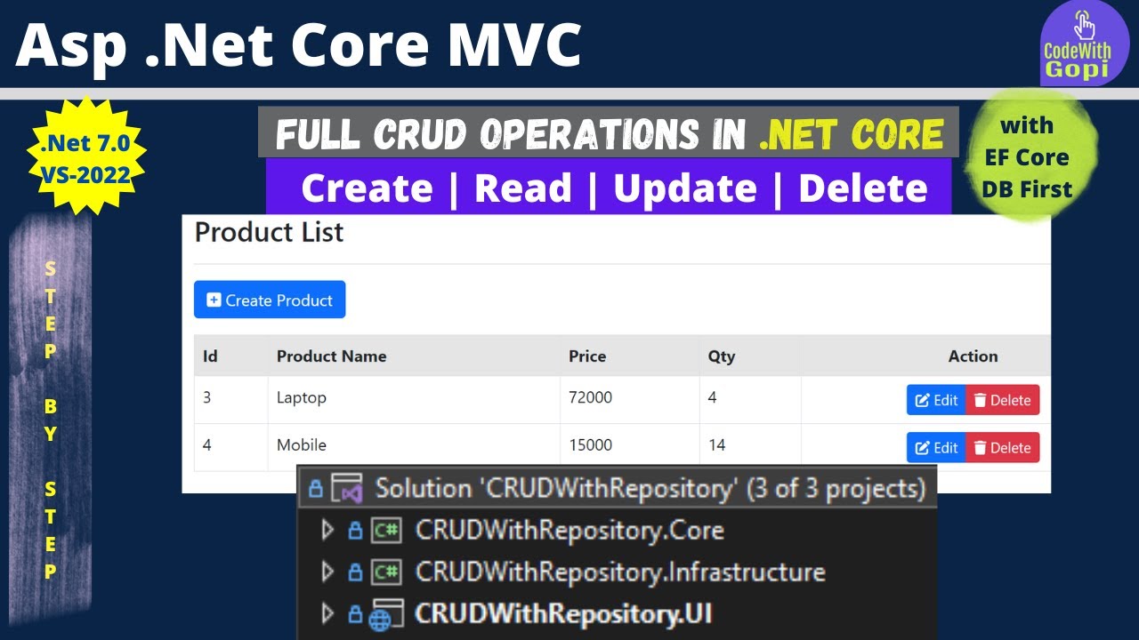 🚀 Full CRUD Operations in ASP.NET Core MVC with Entity Framework Core & Repository Pattern