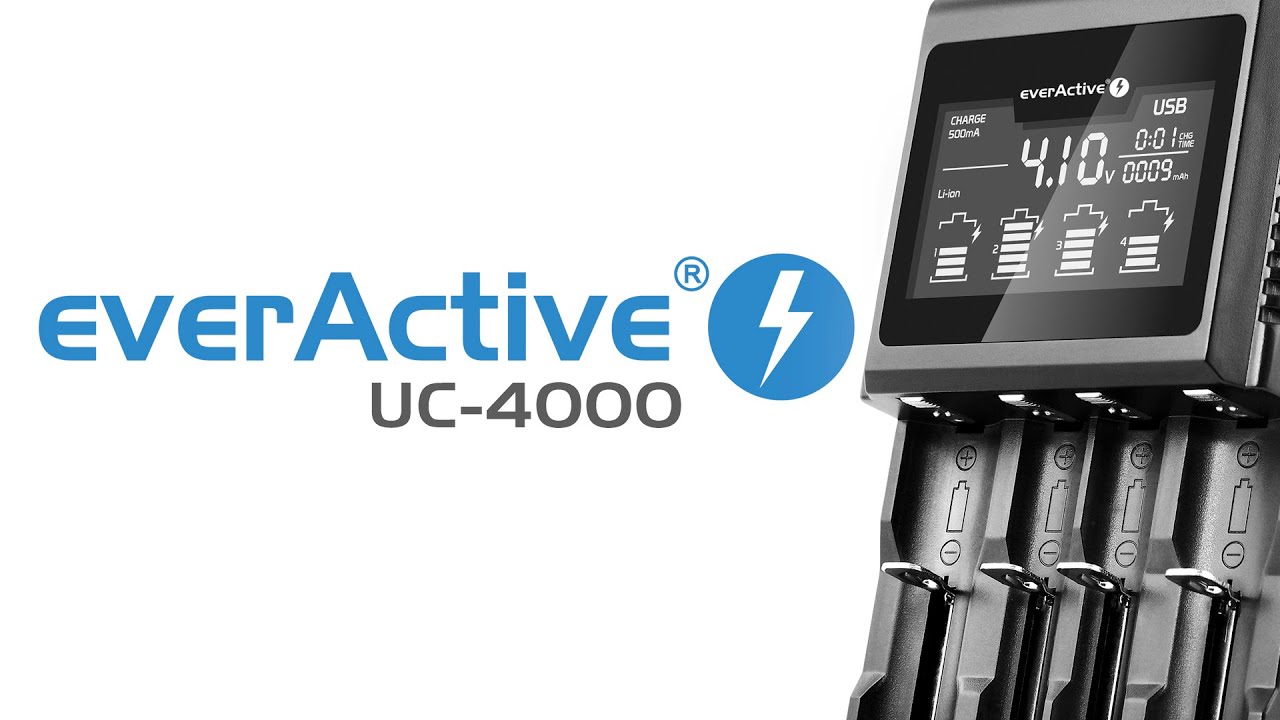 Prezentacja uniwersalnej ładowarki akumulatorków Ni-MH, Li-Ion, Li-FePO4 everActive UC-4000