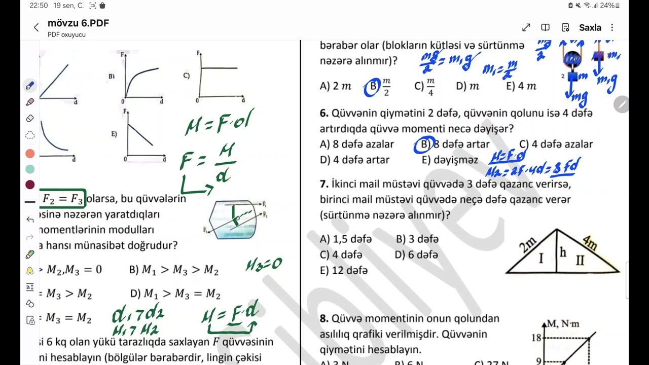 Statika.Qüvvə momenti.Ling.Tərpənməz və Tərpənən blok.Mail müstəvi KUİZ izahı(Sinif 10-11)