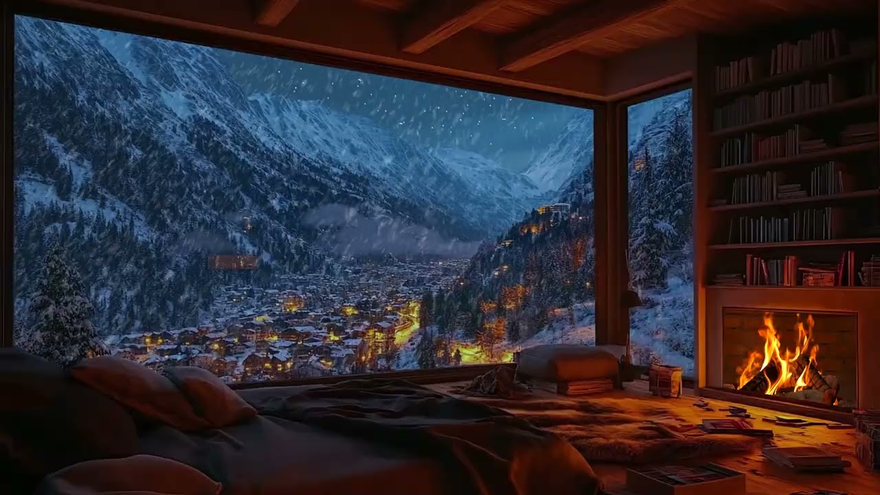 Sleeping by the Fireplace in a Small Cozy Room
