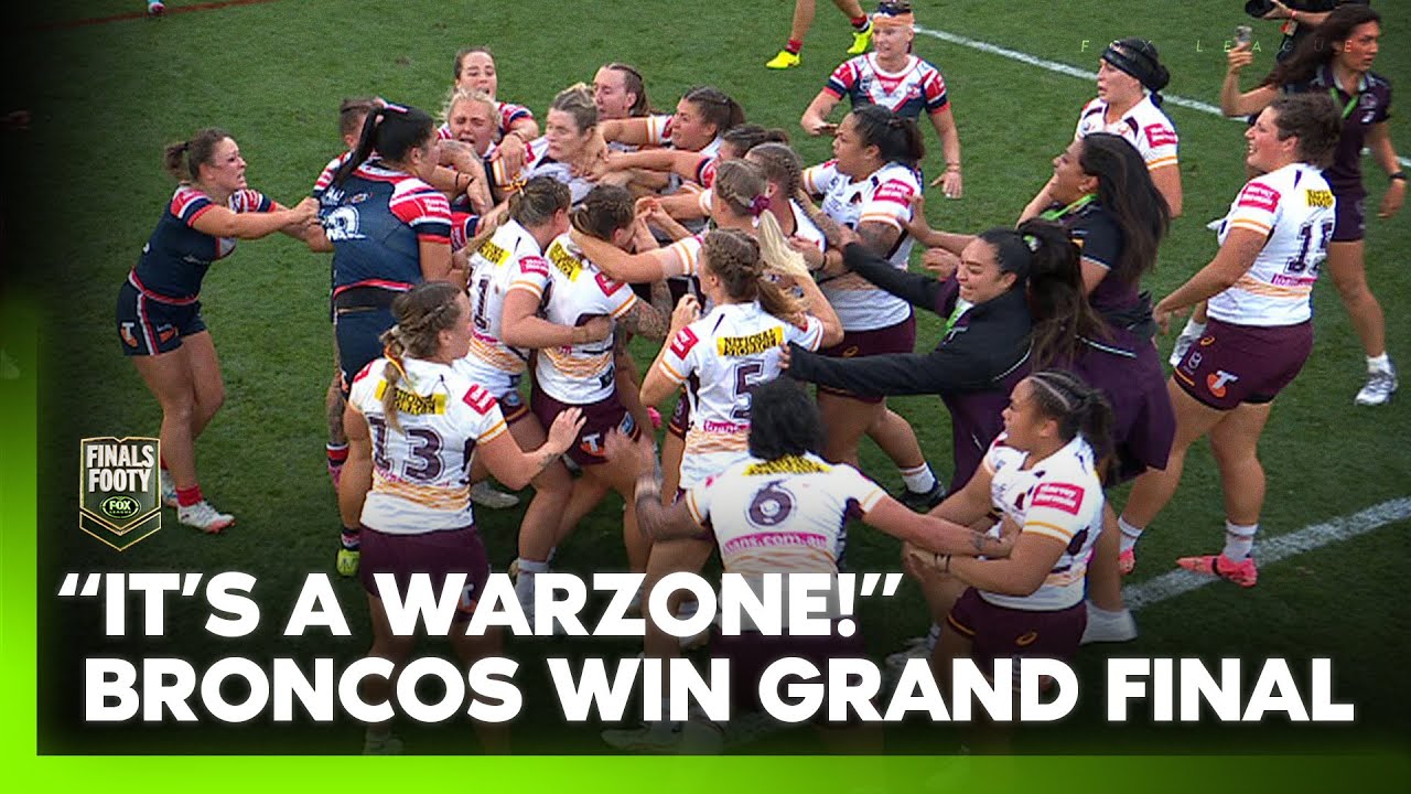 Full-Time Melee causes CHAOS after 'Grand Final&rsquo; for the ages' 🥊 | NRLW Grand Final 2025